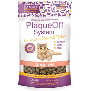 ProDen Plaque Off System Crunchy Bites Salmon Flavor Cat Dental Treats, 3-oz bag