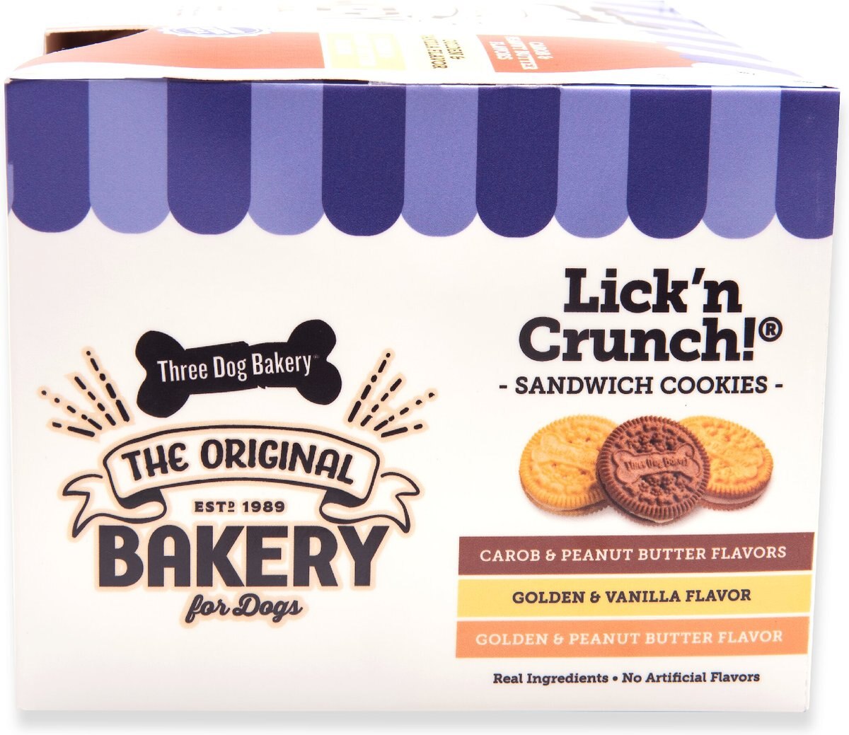 THREE DOG BAKERY Lick'n Crunch! Sandwich Cookies Dog Treats, 39oz box