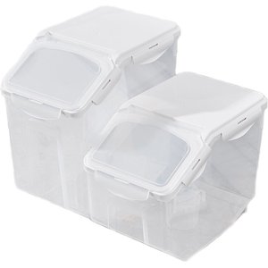 Iris 45 lb. Pet Food Container Clear & White, 13-5/8 x 18-1/2 x 22-1/2 H | The Container Store