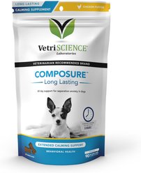 VetriScience Composure Long Lasting Chicken Flavored Calming Supplement for Dogs, 90 Chews
