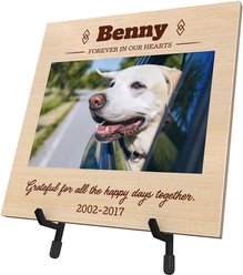 Frisco Personalized "Happy Days" Memorial Ceramic Photo Tile with Stand, 8" x 10"