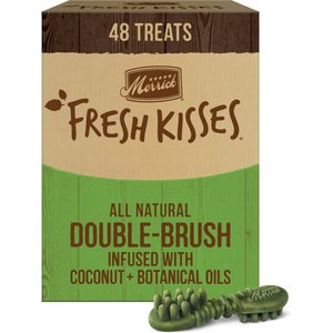 Merrick Fresh Kisses Double-Brush Coconut + Botanical Oils Infused Small Dental Dog Treats, 48 count
