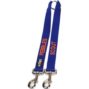 GoTags Personalized Dual Dog Leash Coupler, Blue, Small