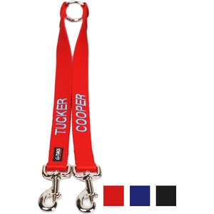 GoTags Personalized Dual Dog Leash Coupler, Red, Small