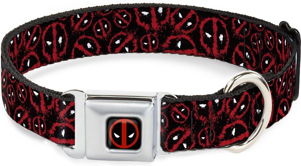 Buckle-Down Marvel Deadpool Splatter Logo Polyester Dog Collar, Medium Wide: 16 to 23-in neck, 1.5-in wide slide 1 of 9