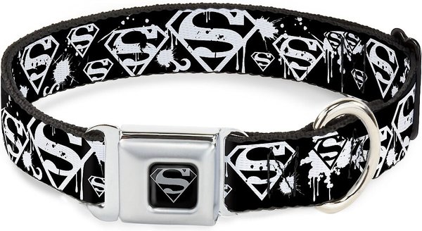 Buckle-Down Superman Shield Splatter Polyester Dog Collar, Small: 9.5 to 13-in neck, 1-in wide slide 1 of 9