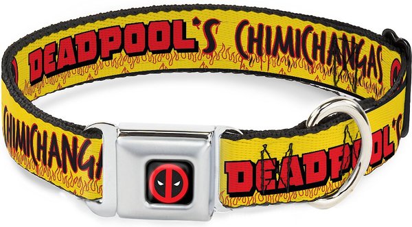 Buckle-Down Deadpool's Chimichanga Flames Polyester Dog Collar, Small: 9.5 to 13-in neck, 1-in wide slide 1 of 9