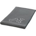Frisco Embroidered Pawprint Microfiber Dog Bath Towel, Gray, Medium