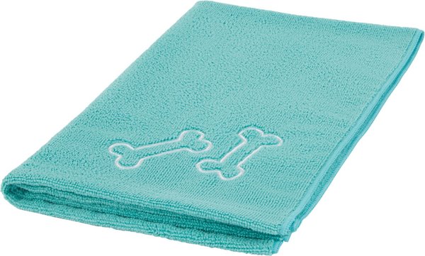 Frisco Embroidered Bones Microfiber Dog Bath Towel, Teal, Medium slide 1 of 6