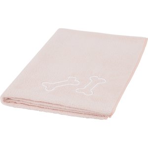 Frisco Embroidered Bones Microfiber Dog Bath Towel, Pink, Medium