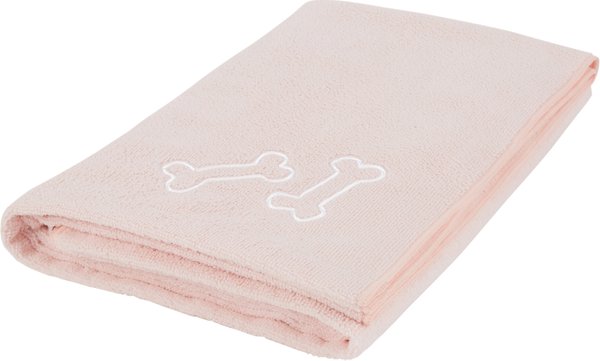 Frisco Embroidered Bones Microfiber Dog Bath Towel, Pink, Large slide 1 of 6