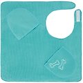 Frisco Embroidered Bones Microfiber Dog Bath Cape Towel, Teal, Medium