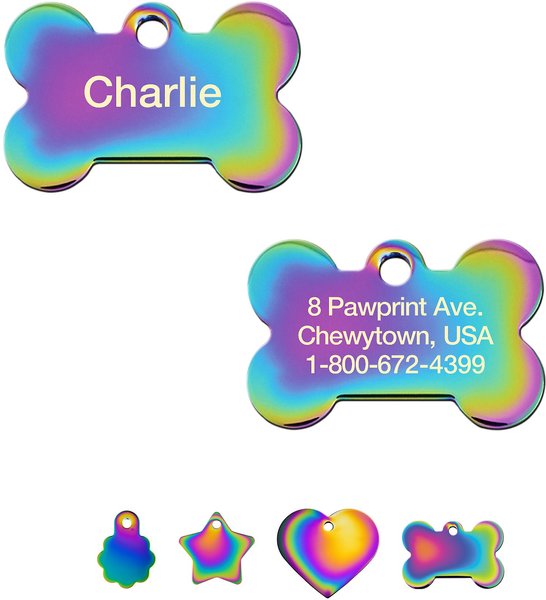 Quick-Tag Coated Metal Personalized Dog & Cat ID Tag, Metallic Rainbow, Small Bone slide 1 of 4