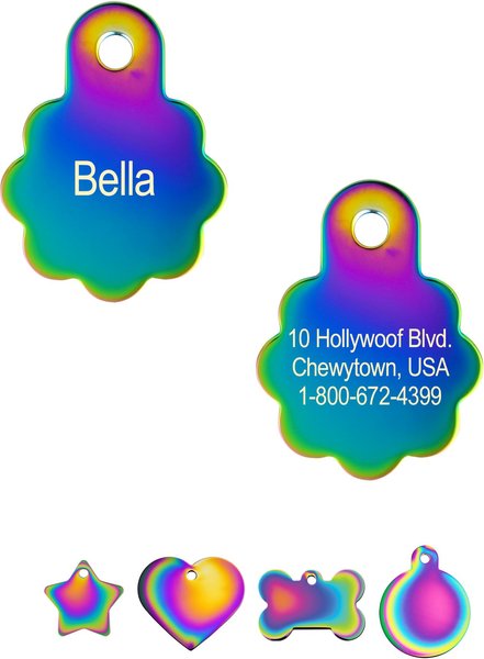 Quick-Tag Coated Metal Personalized Dog & Cat ID Tag, Metallic Rainbow, Small Rosette slide 1 of 8
