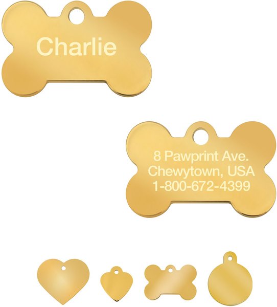 QUICKTAG Personalized Dog & Cat ID Tag, Metallic Gold, Small Bone