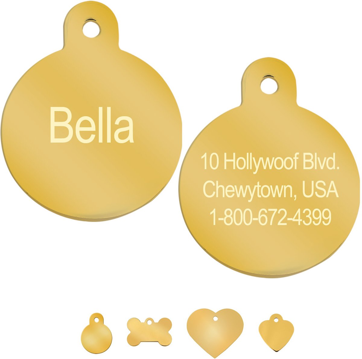 QUICK-TAG Personalized Dog & Cat ID Tag, Metallic Gold, Large