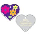 Quick-Tag Personalized Dog & Cat ID Tag, Heart Purple with Flowers