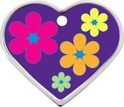 Quick-Tag Personalized Dog & Cat ID Tag, Heart Purple with Flowers slide 2 of 4