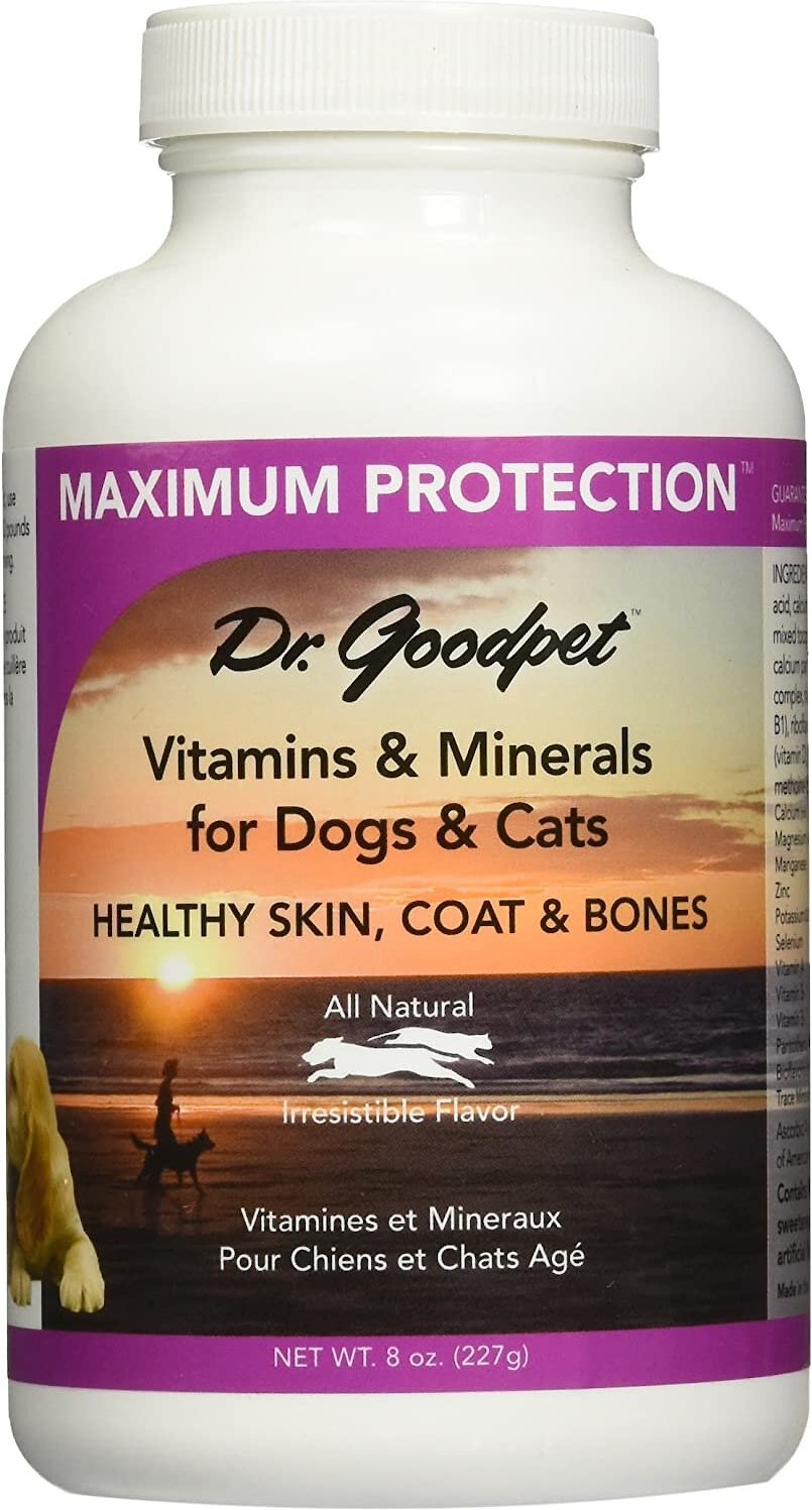 Dr. Goodpet Maximum Protection Vitamins & Minerals Healthy Skin, Coat & Bones Dog & Cat Supplement, 8-oz jar