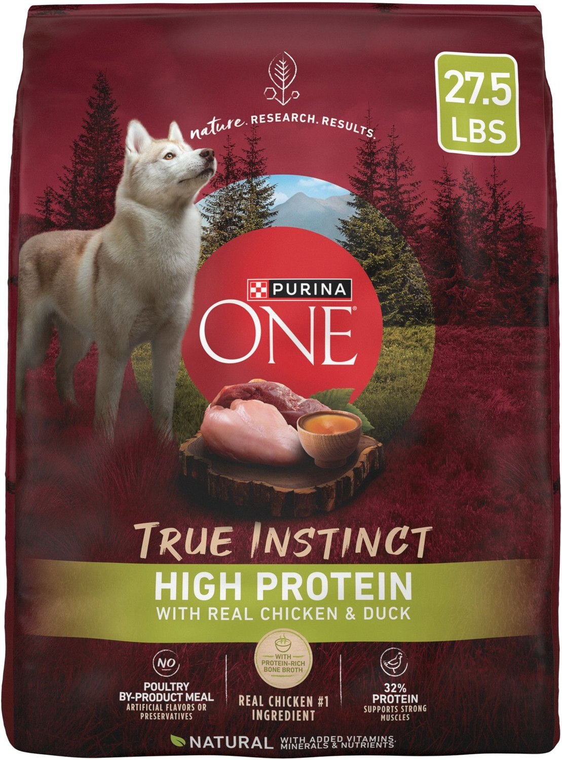 PURINA ONE True Instinct Chicken & Duck High Protein Dry Dog Food, 27.5