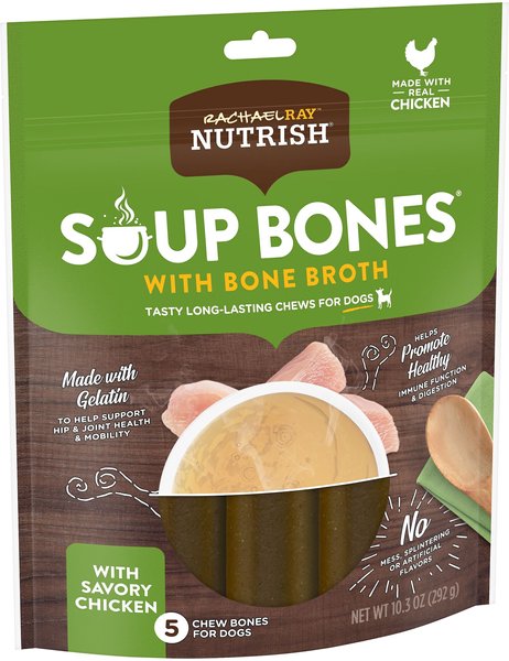 Rachael Ray Nutrish Soup Bones with Bone Broth Savory Chicken Chew Bones Dog Treats, 5 count slide 1 of 6