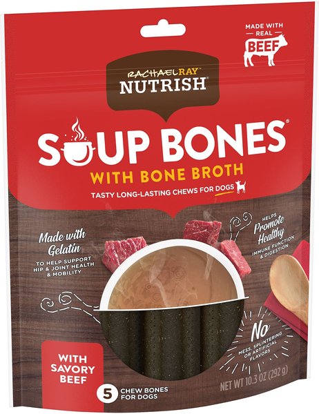 Rachael Ray Nutrish Soup Bones with Bone Broth Savory Beef Chew Bone Dog Treats, 5 count slide 1 of 6