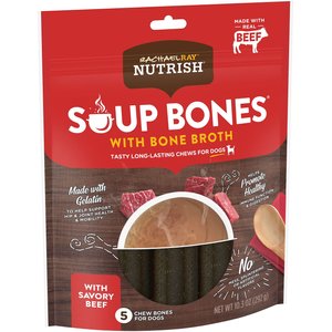 Rachael Ray Nutrish Soup Bones with Bone Broth Savory Beef Chew Bone Dog Treats, 5 count
