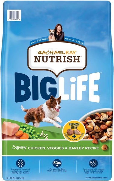 Rachael Ray Nutrish Big Life Large Breed Savory Chicken, Veggies & Barley Recipe Dry Dog Food, 28-lb bag slide 1 of 10