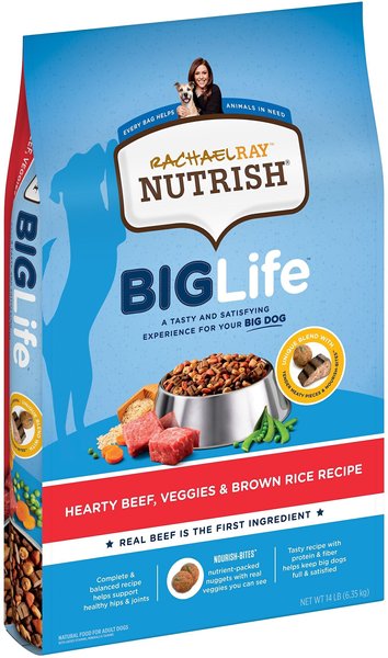 Rachael Ray Nutrish Big Life Large Breed Hearty Beef, Veggies & Brown Rice Recipe Dry Dog Food, 14-lb bag slide 1 of 8