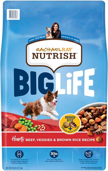 Rachael Ray Nutrish Big Life Large Breed Hearty Beef, Veggies & Brown Rice Recipe Dry Dog Food, 28-lb bag slide 1 of 9
