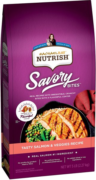 Rachael Ray Nutrish Savory Bites Tasty Salmon & Veggies Recipe Dry Cat Food, 5-lb bag slide 1 of 7