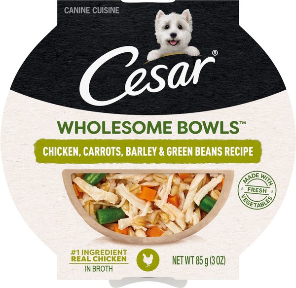 Cesar Wholesome Bowls Chicken, Carrots, Barley & Green Beans Recipe Adult Wet Dog Food, 3-oz tray, case of 10 slide 1 of 9