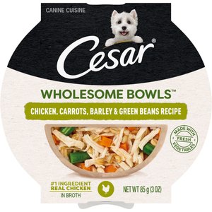 Cesar Wholesome Bowls Chicken, Carrots, Barley & Green Beans Recipe Small Breed Adult Wet Dog Food, 3-oz tray, case of 10