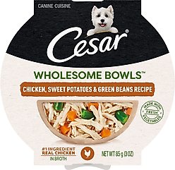 Cesar Wholesome Bowls Chicken, Sweet Potato & Green Beans Recipe Small Breed Adult Wet Dog Food, 3-oz tray, case of 10