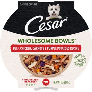 Cesar Wholesome Bowls Beef, Chicken, Potatoes & Carrots Recipe Small Breed Adult Wet Dog Food, 3-oz tray, case of 10
