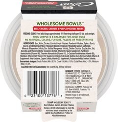 Cesar Wholesome Bowls Beef, Chicken, Potatoes & Carrots Recipe Small Breed Adult Wet Dog Food, 3-oz tray, case of 10 slide 2 of 9