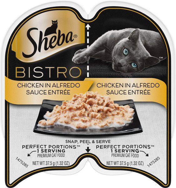 Sheba Perfect Portions Bistro Chicken in Alfredo Sauce Adult Wet Cat Food, 2.64-oz tray, case of 24 slide 1 of 9