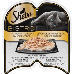 Sheba Perfect Portions Bistro Chicken in Alfredo Sauce Wet Cat Food, 2.64-oz tray, case of 24
