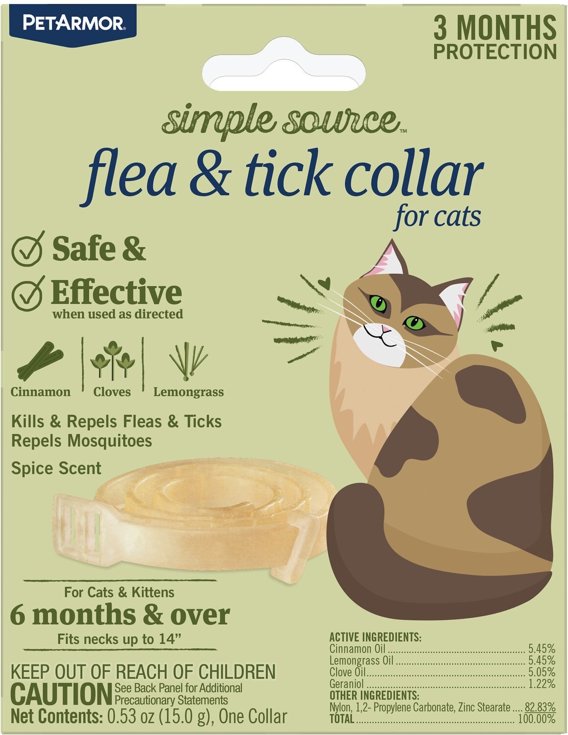 PETARMOR Simple Source Flea & Tick Cat Collar, 1 collar (3mos. supply