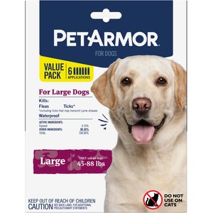 PetArmor Flea & Tick Spot Treatment for Dogs, 45-88 lbs, 6 doses (6-mos. supply)