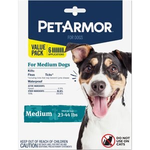 PetArmor Flea & Tick Spot Treatment for Dogs, 23-44 lbs, 6 doses (6-mos. supply)