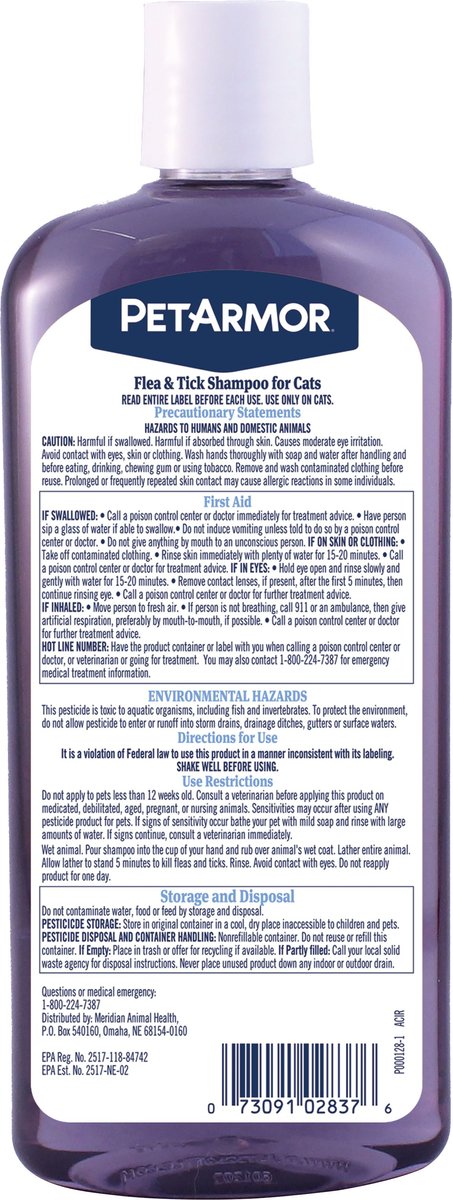 PETARMOR Coconut Berry Scented Flea Tick Shampoo for Cats 12 oz