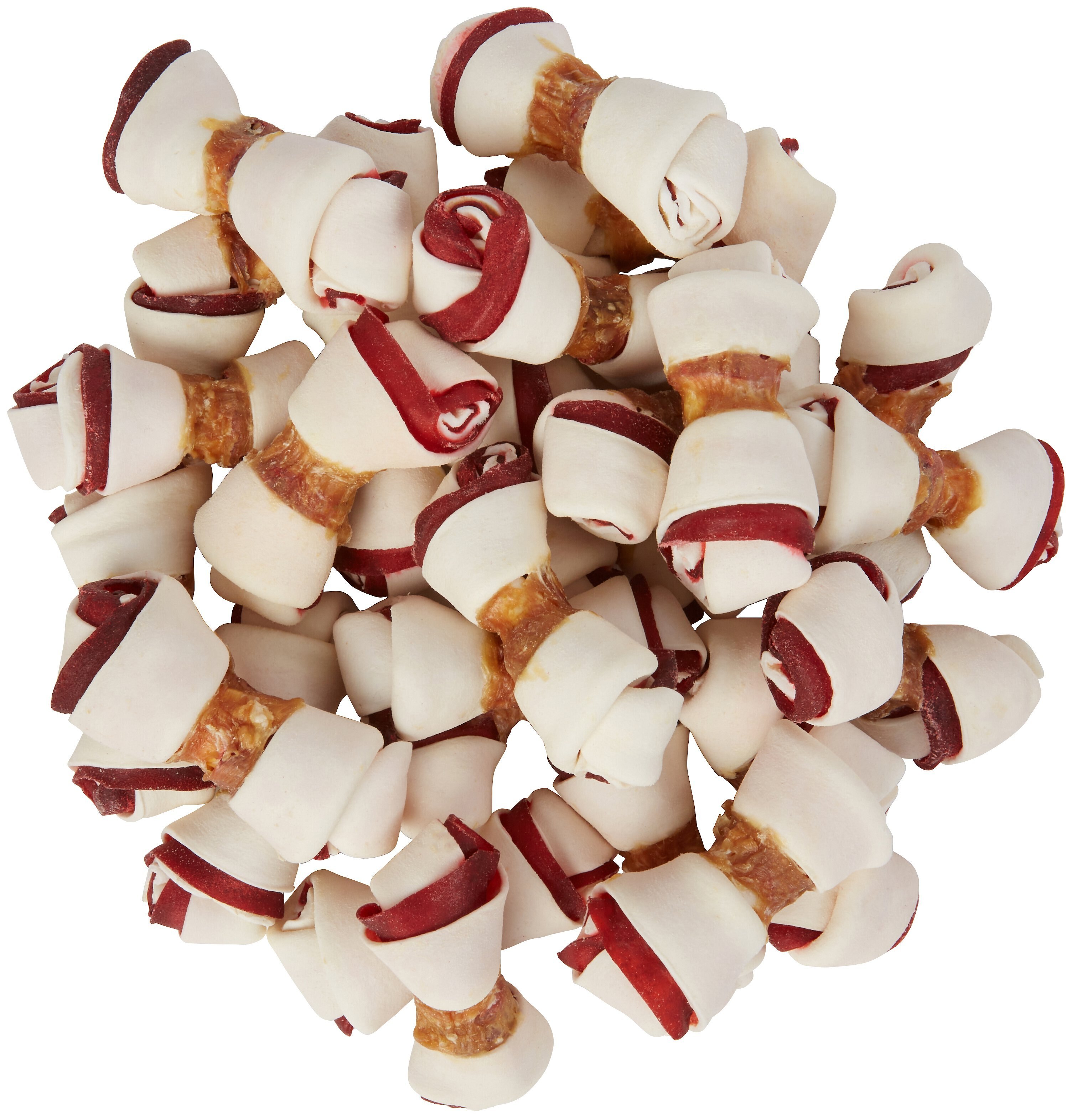 BONES & CHEWS Triple Flavor Mini Bone Rawhide Dog Treats, 25 count