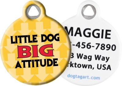 Dog Tag Art Little Dog Big Attitude Personalized Dog ID Tag, slide 1 of 1