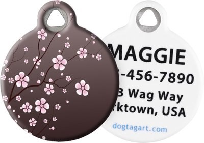 Dog Tag Art Asian Cherry Blossom Personalized Dog & Cat ID Tag, slide 1 of 1