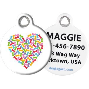 Dog Tag Art Heart of Bones Personalized Dog ID Tag, Large