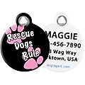 Dog Tag Art Rescue Dogs Rule Pink Personalized Dog ID Tag, Large