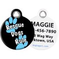 Dog Tag Art Rescue Dogs Rule Blue Personalized Dog ID Tag, Small