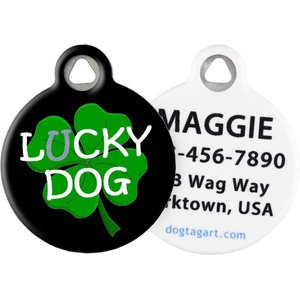 Dog Tag Art Lucky Dog Clover Personalized Dog ID Tag, Large