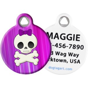 Dog Tag Art Girlie Skull Personalized Dog & Cat ID Tag, Large